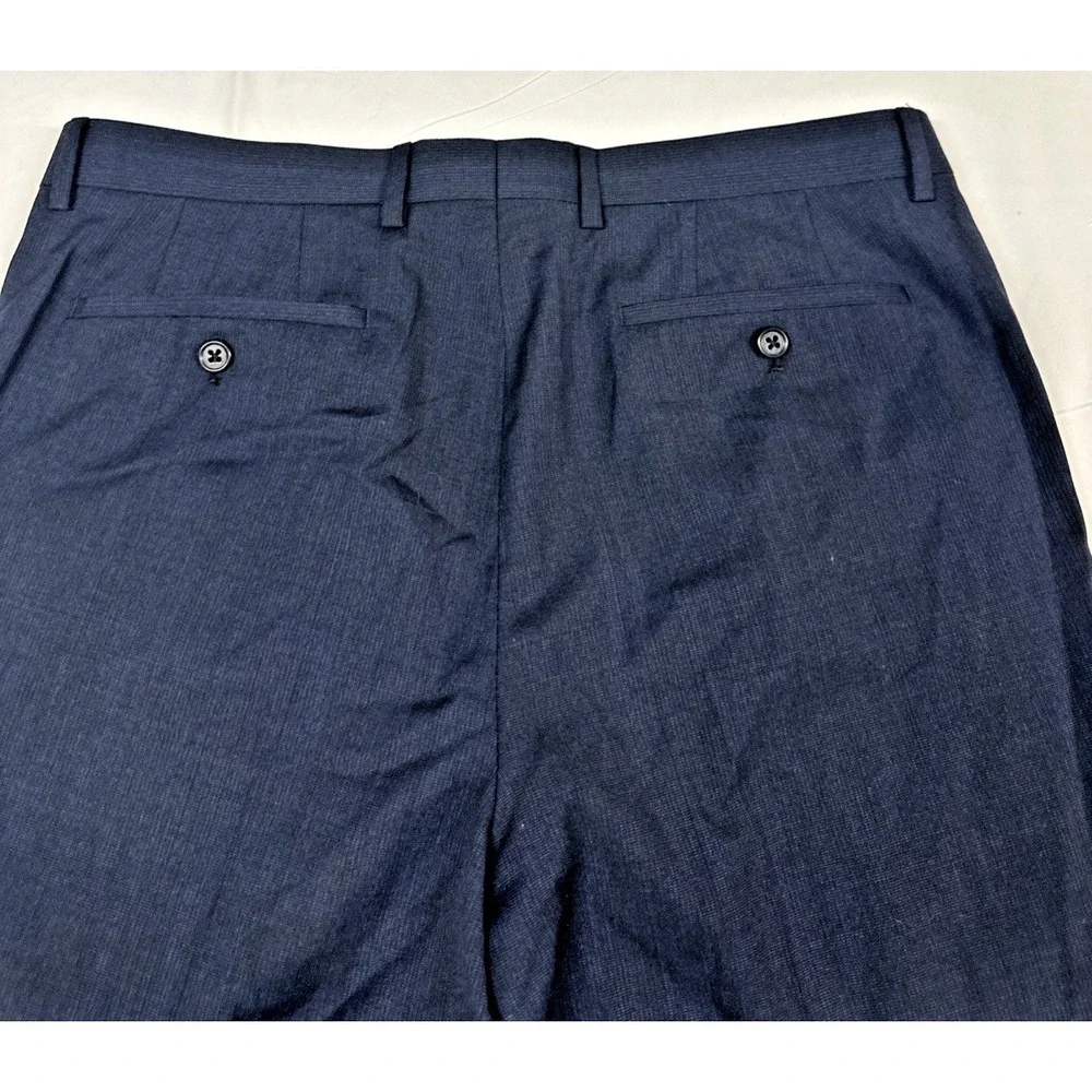 John Varvatos Men Size 33 Bedford-NN Wool‎ Suit Pants Navy Unhemmed